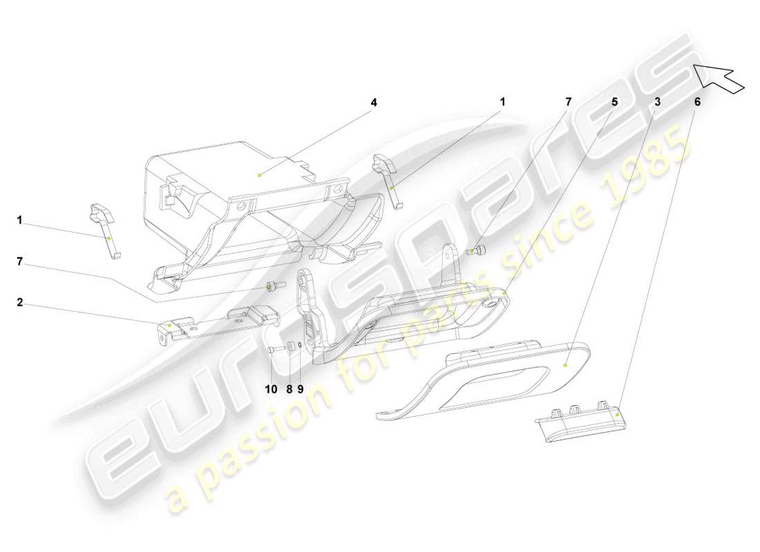 lamborghini gallardo coupe (2005) vano portaoggetti diagramma delle parti