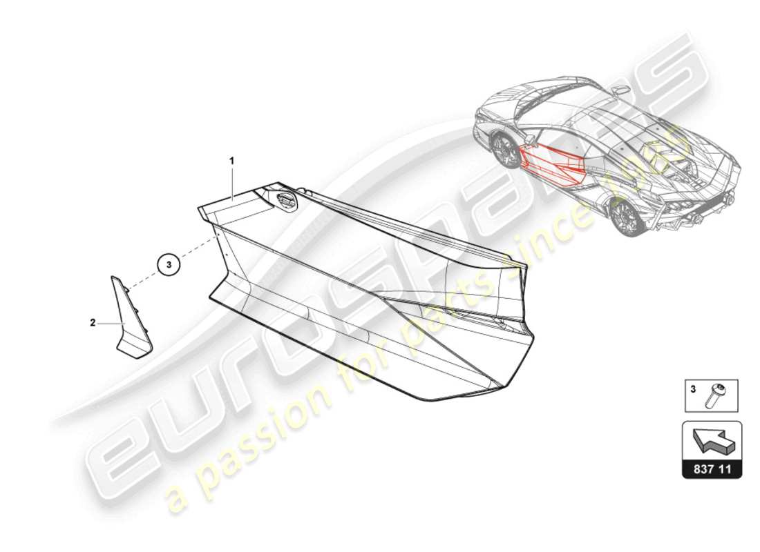 lamborghini sian roadster (2021) porta diagramma delle parti