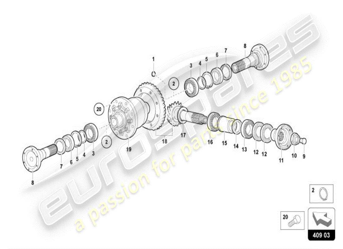 lamborghini diablo vt (1996) differenziale assale anteriore diagramma delle parti