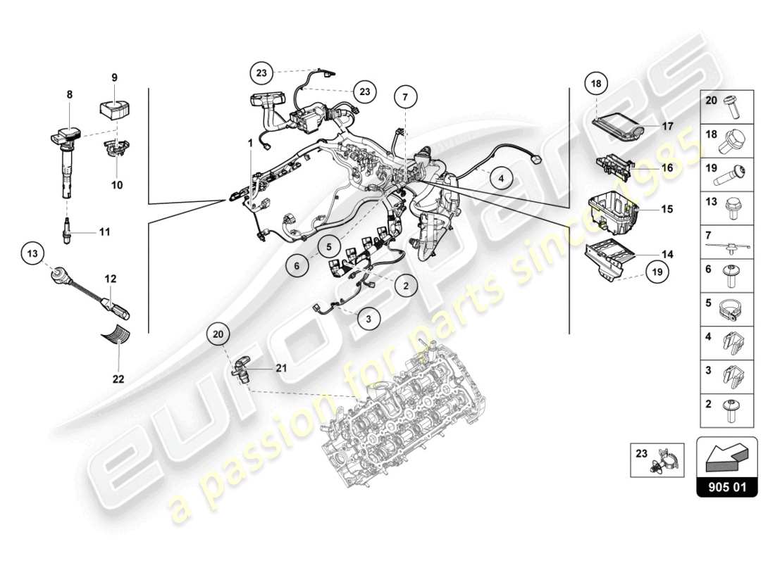 lamborghini evo spyder (2021) sistema di accensione diagramma delle parti
