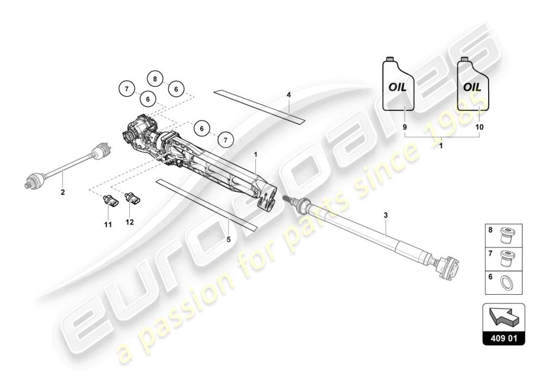 lamborghini evo spyder (2021) differenziale assale anteriore schema delle parti