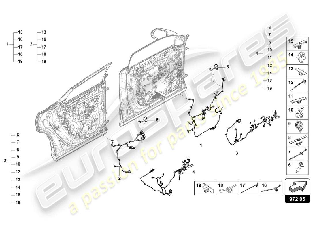lamborghini urus (2022) set cablaggio per porta diagramma delle parti