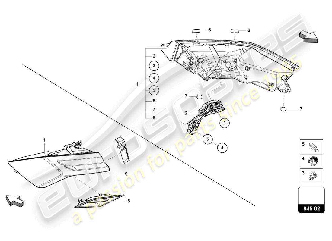 lamborghini urus (2022) schema delle parti luce posteriore
