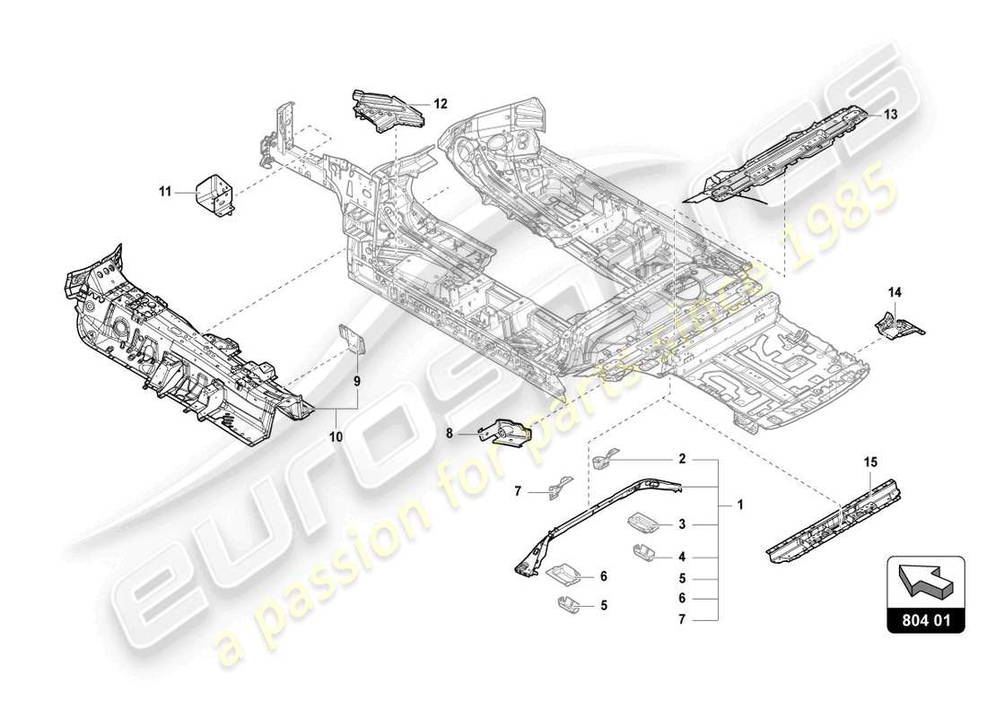 lamborghini urus s (2024) sottoscocca diagramma delle parti