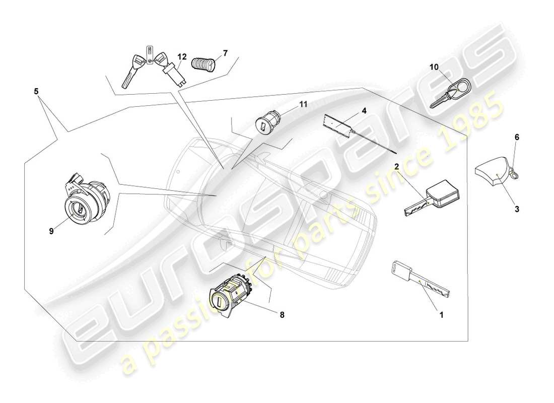 lamborghini lp570-4 sl (2012) cilindri di serratura diagramma delle parti
