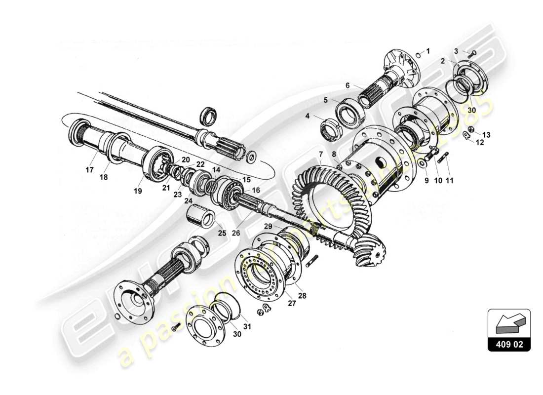 lamborghini countach 25th anniversary (1989) caso differenziale diagramma delle parti