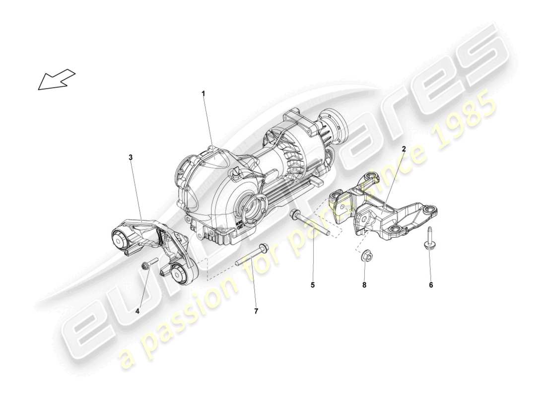 lamborghini lp560-4 spider (2010) trasmissione finale, schema parte anteriore completa