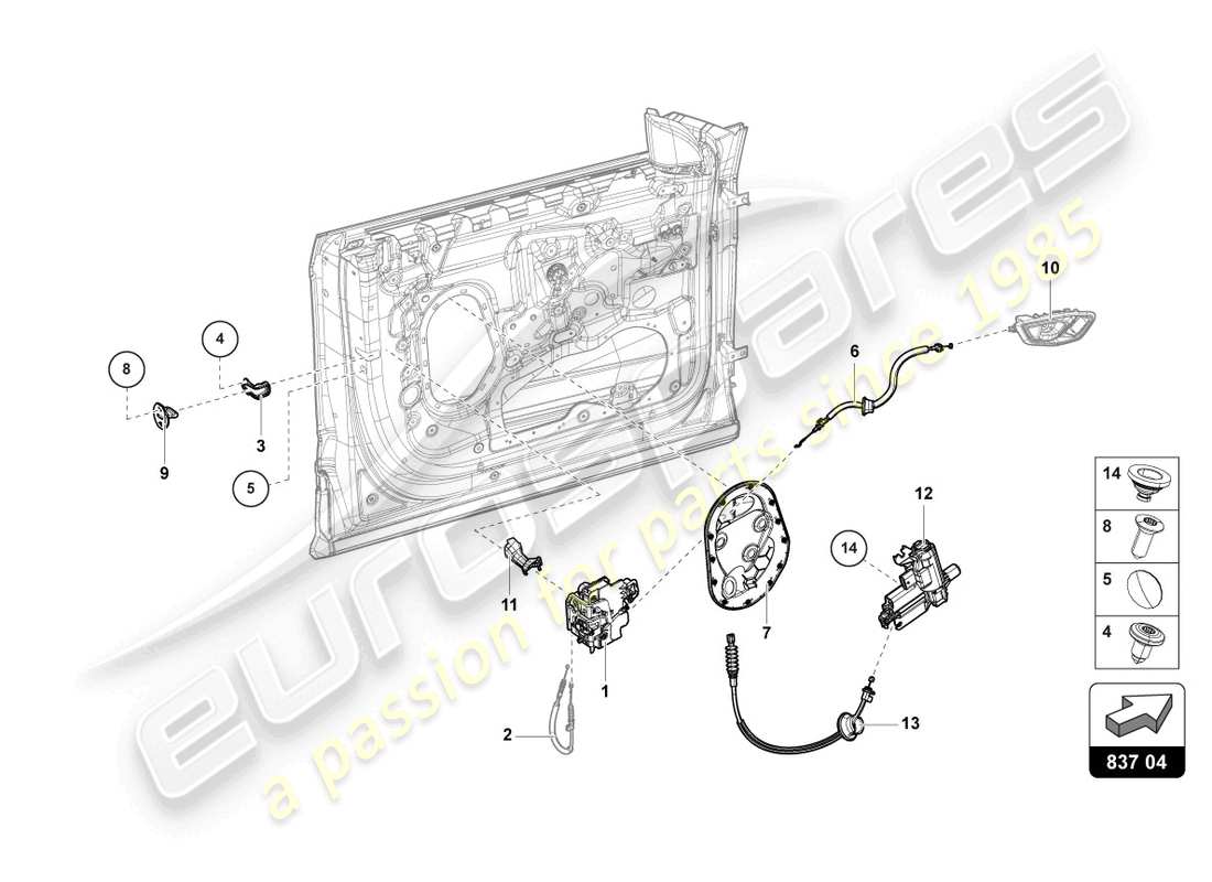 lamborghini urus (2020) serratura porta anteriore diagramma delle parti