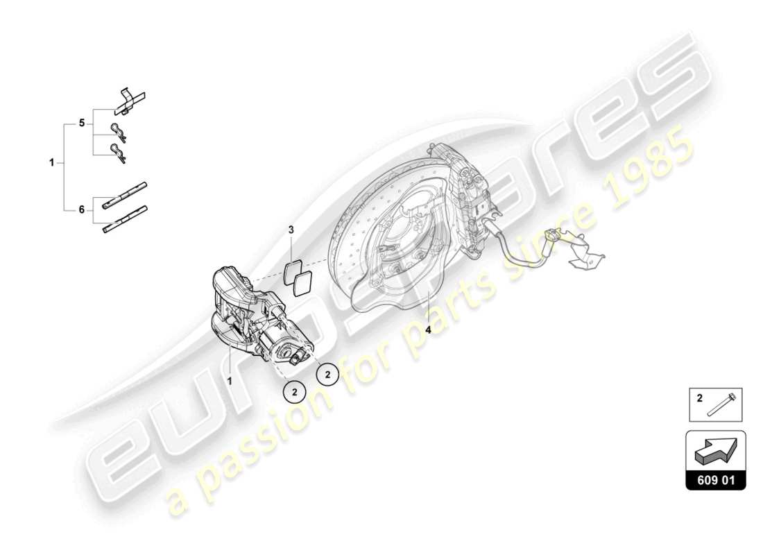 lamborghini evo coupe 2wd (2021) freno di stazionamento diagramma delle parti