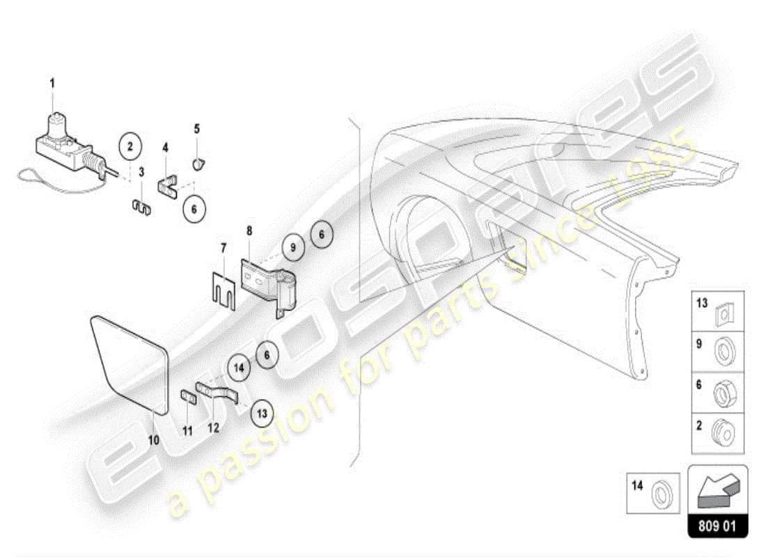 lamborghini diablo vt (1995) sportello del riempimento del carburante diagramma delle parti