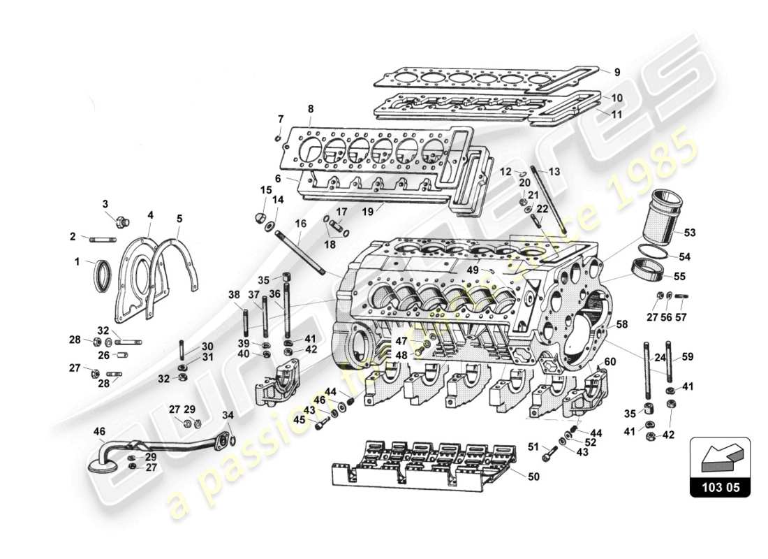 lamborghini countach 25th anniversary (1989) basamento diagramma delle parti