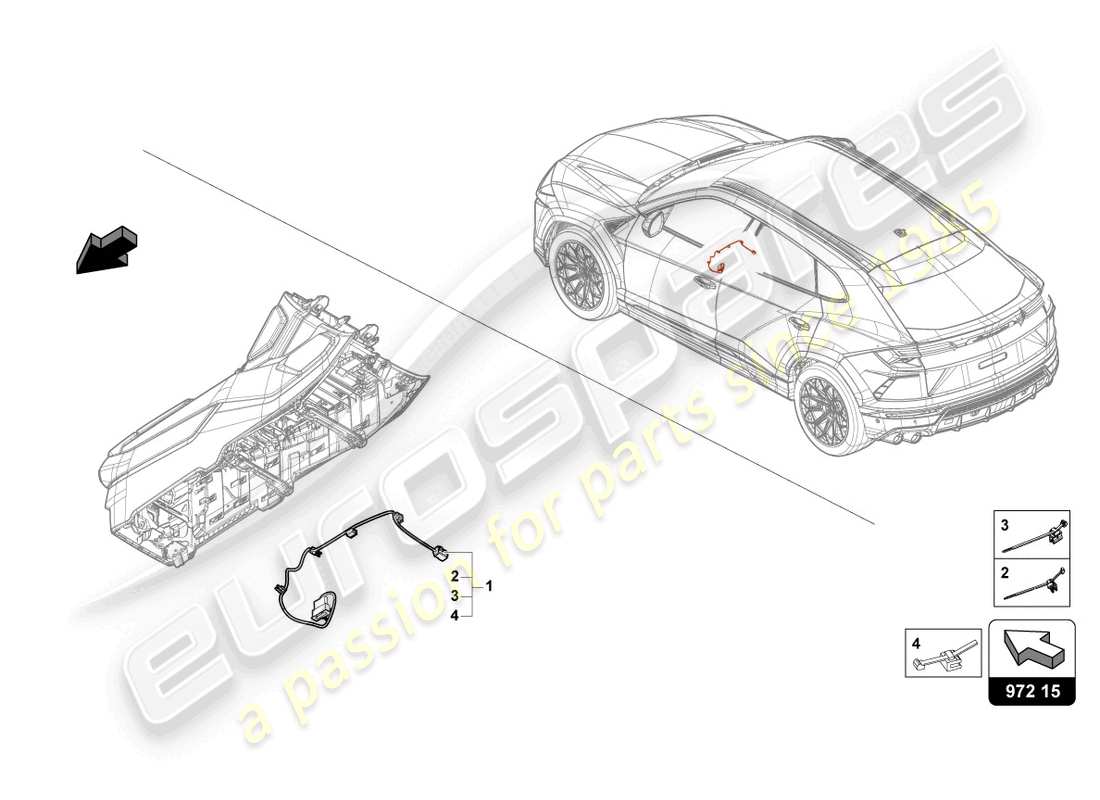 lamborghini urus (2019) cablaggio per soffiatore diagramma delle parti