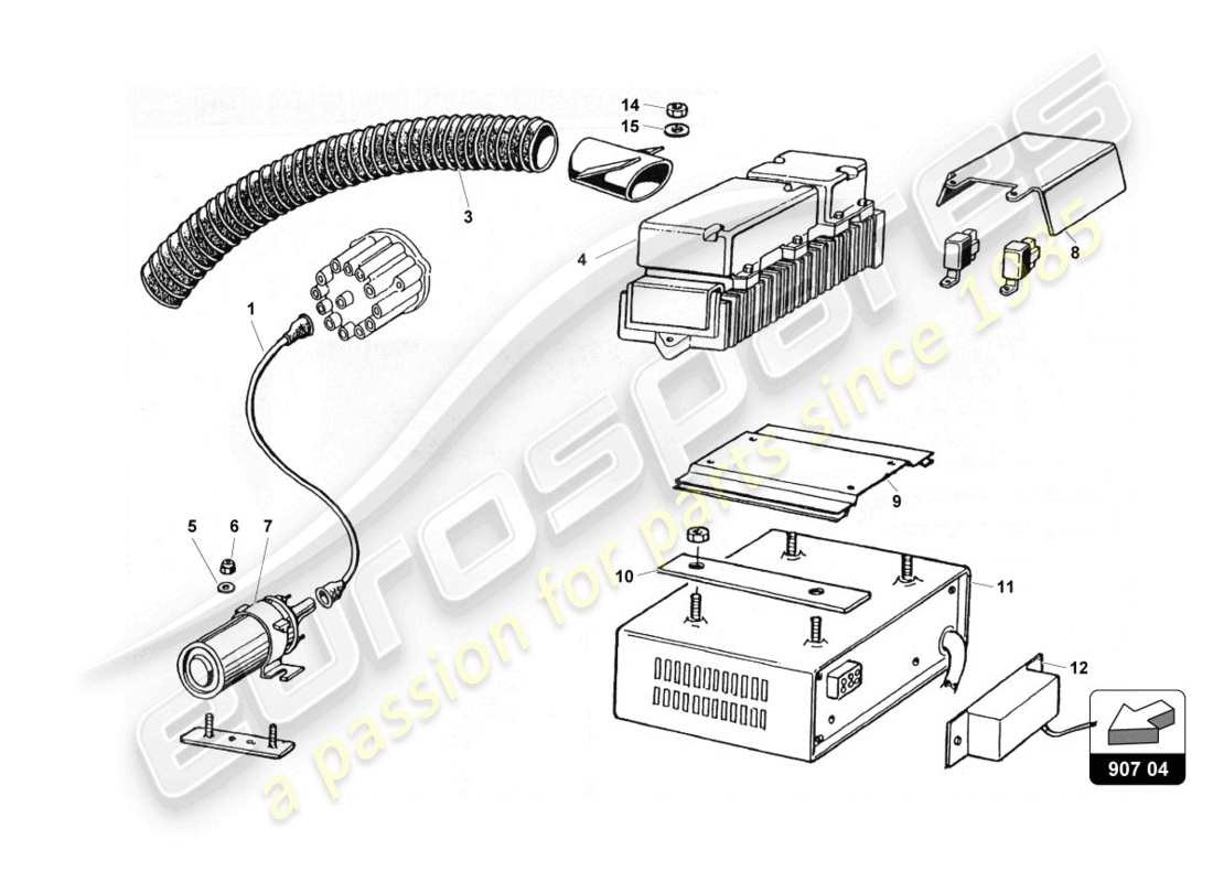 lamborghini countach 25th anniversary (1989) sistema elettrico diagramma delle parti