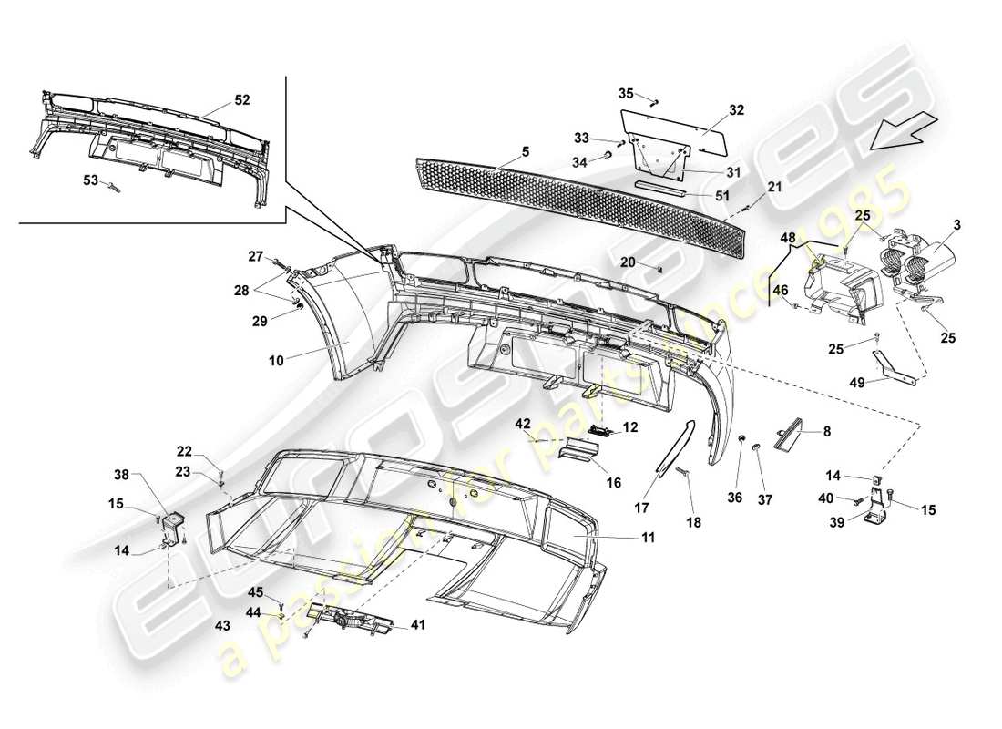 lamborghini blancpain sts (2013) paraurti posteriore diagramma delle parti