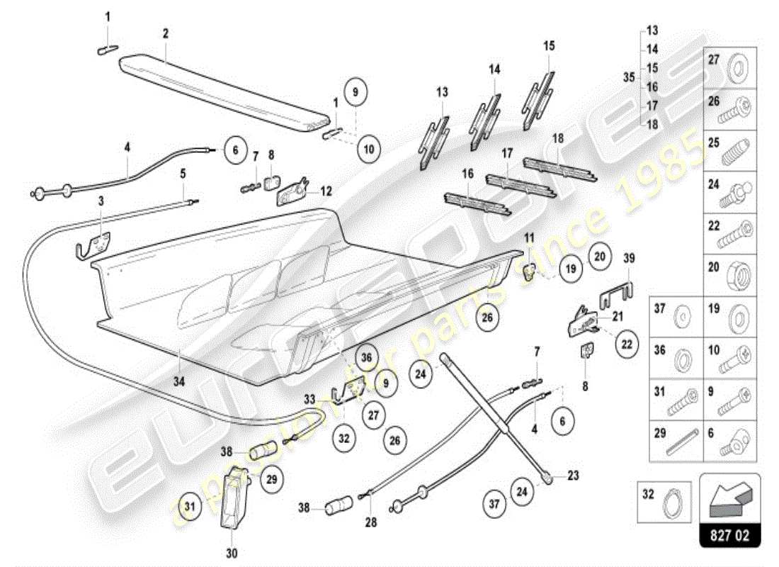 lamborghini diablo vt (1997) copertura motore con isp. copertina diagramma delle parti