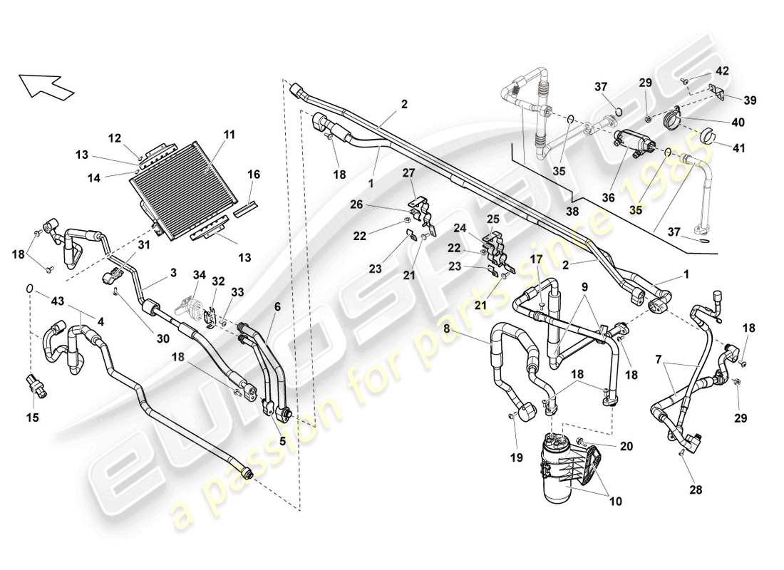 lamborghini lp560-4 spider (2012) condensatore a/c diagramma delle parti