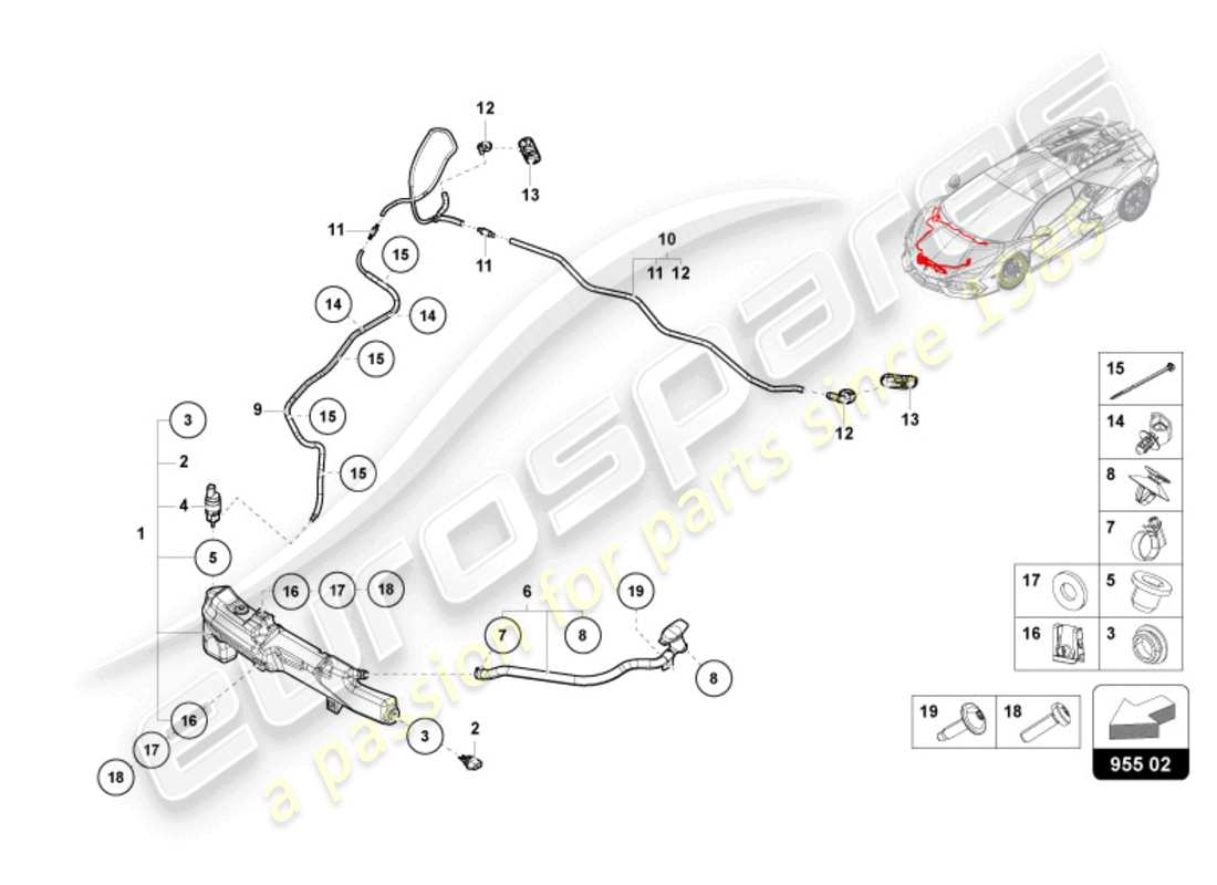 lamborghini revuelto coupe (2024) impianto rondella diagramma delle parti