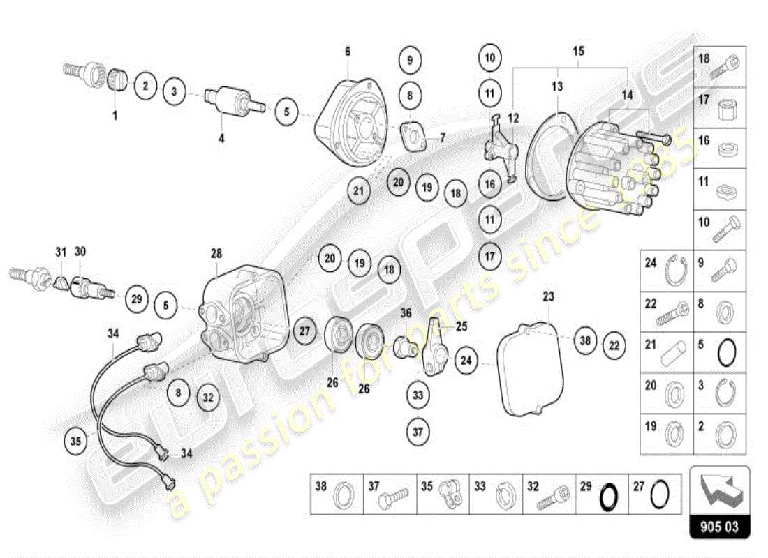 lamborghini diablo vt (1996) sistema di accensione diagramma delle parti