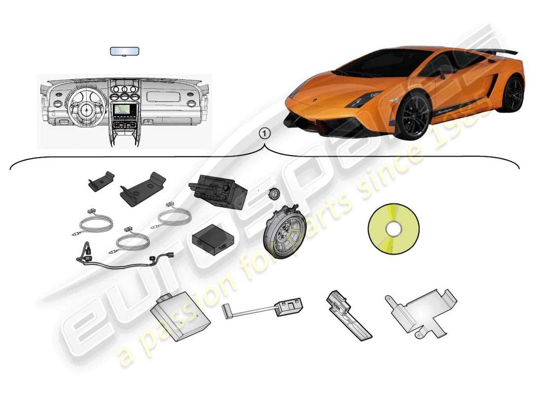 un diagramma delle parti dal catalogo delle parti lamborghini lp570-4 sl (accessories)