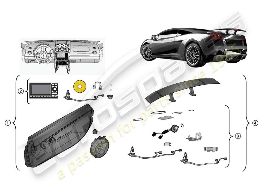 un diagramma delle parti dal catalogo delle parti lamborghini blancpain sts (accessories)