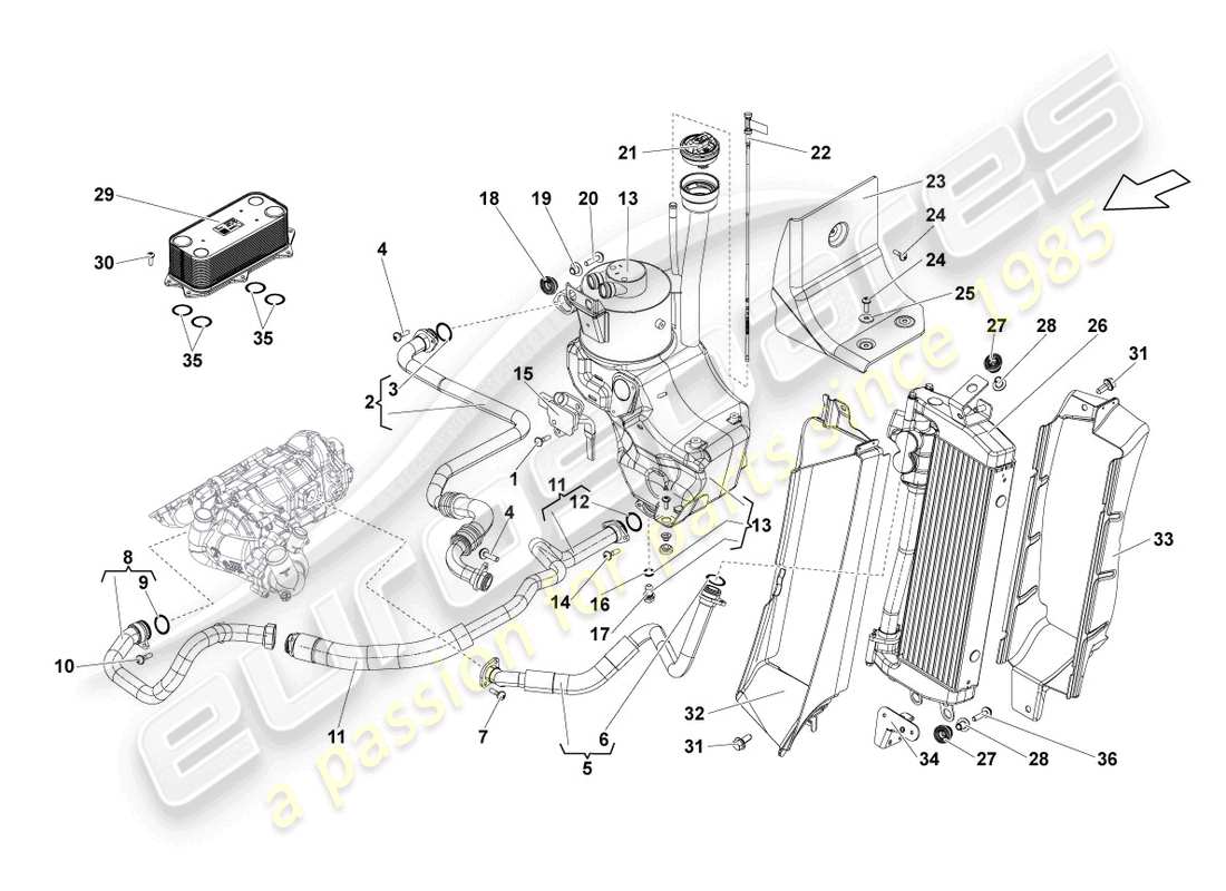 un diagramma delle parti dal catalogo delle parti lamborghini lp560-4 coupe fl ii (2014)