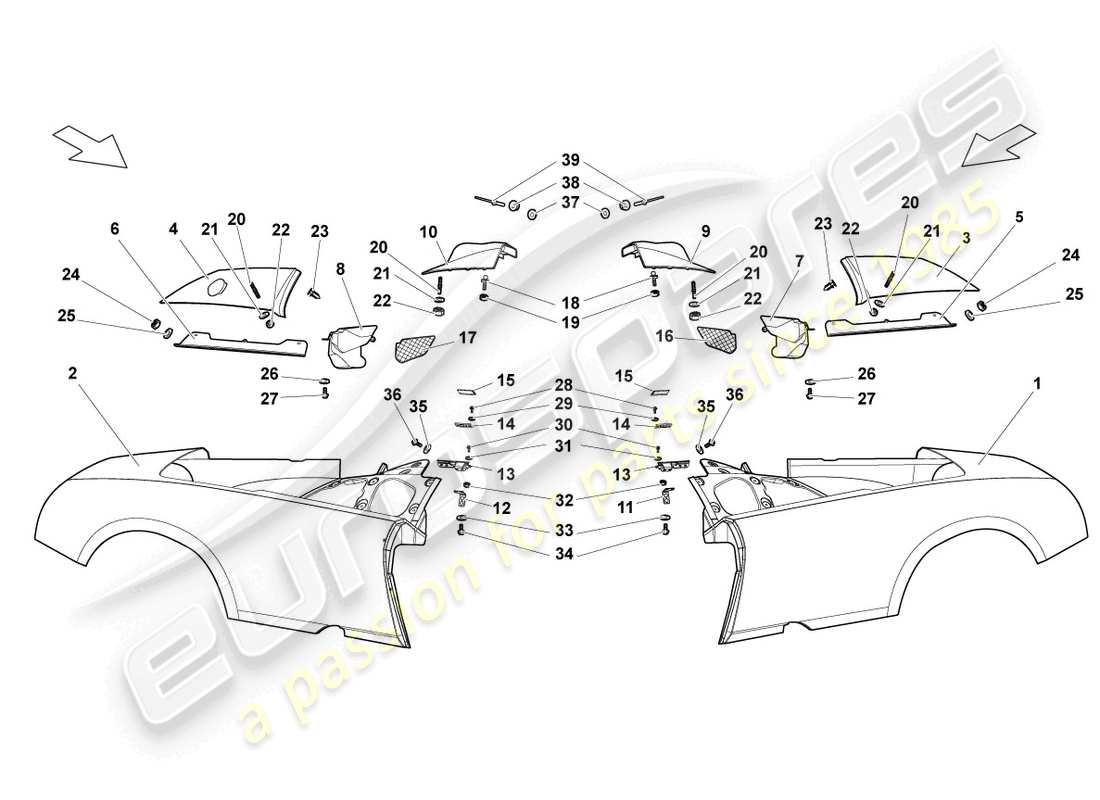 un diagramma delle parti dal catalogo delle parti lamborghini lp640 roadster (2009)