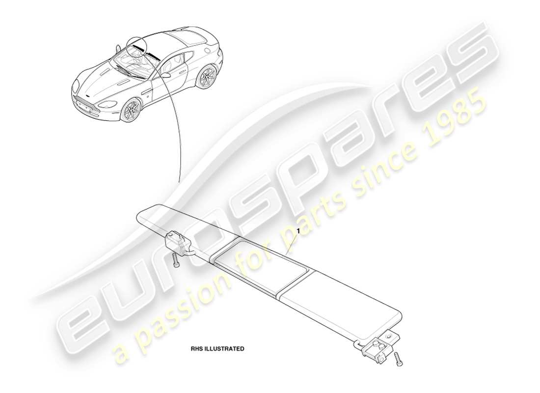 aston martin v8 vantage (2007) diagramma delle parti del parasole