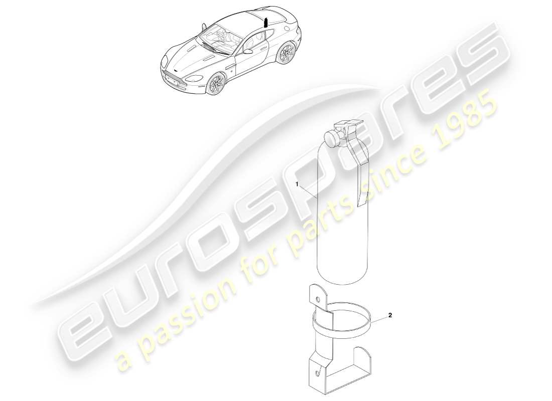 aston martin v8 vantage (2005) diagramma delle parti dell'estintore