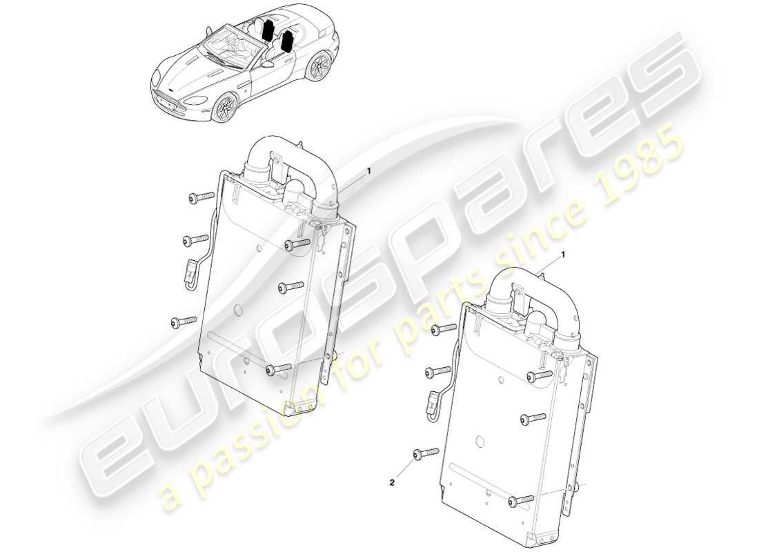 aston martin v8 vantage (2005) installazione rops, diagramma delle parti della roadster