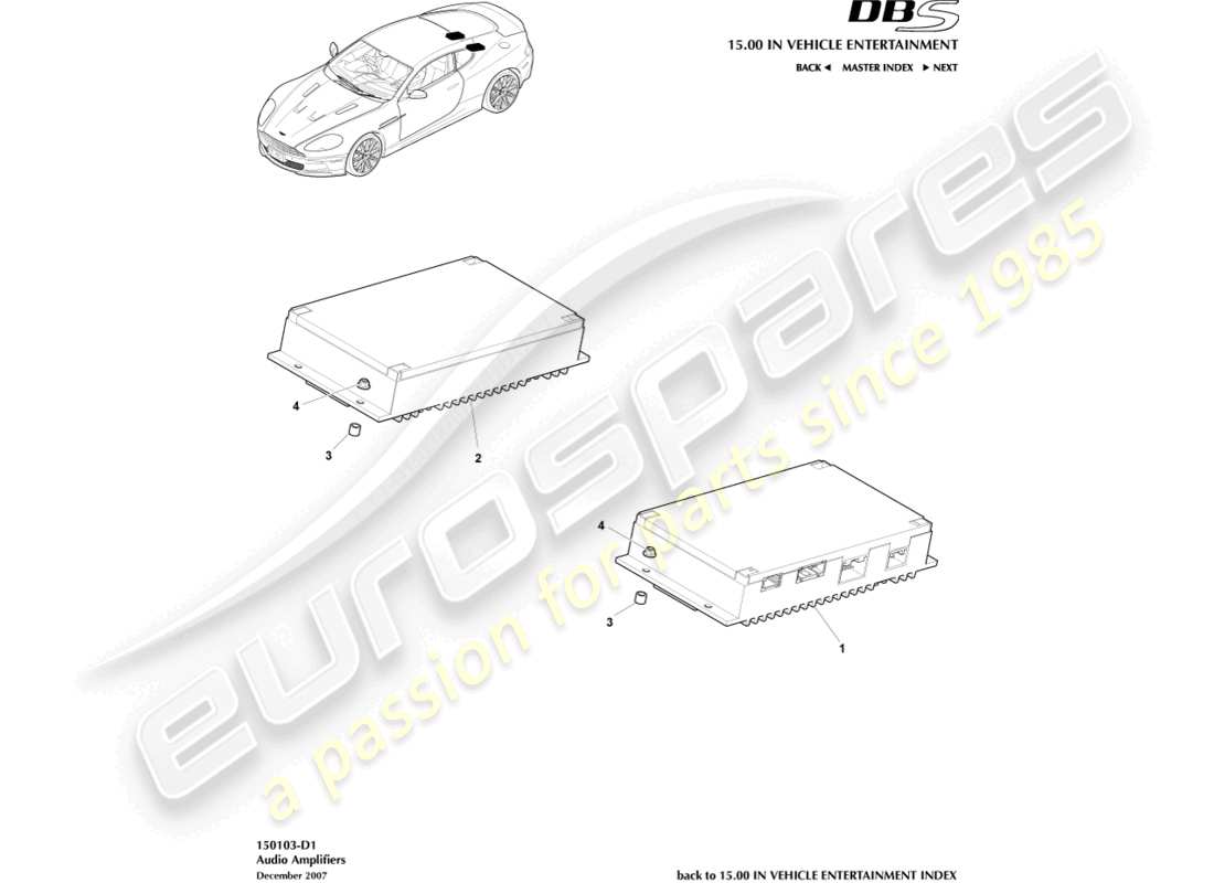 aston martin dbs (2013) diagramma delle parti degli amplificatori