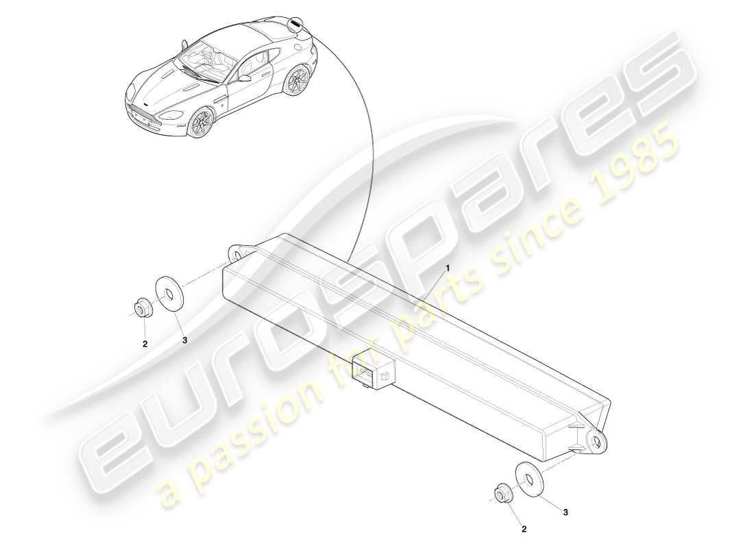 aston martin v8 vantage (2007) diagramma delle parti della luce stop montata in alto