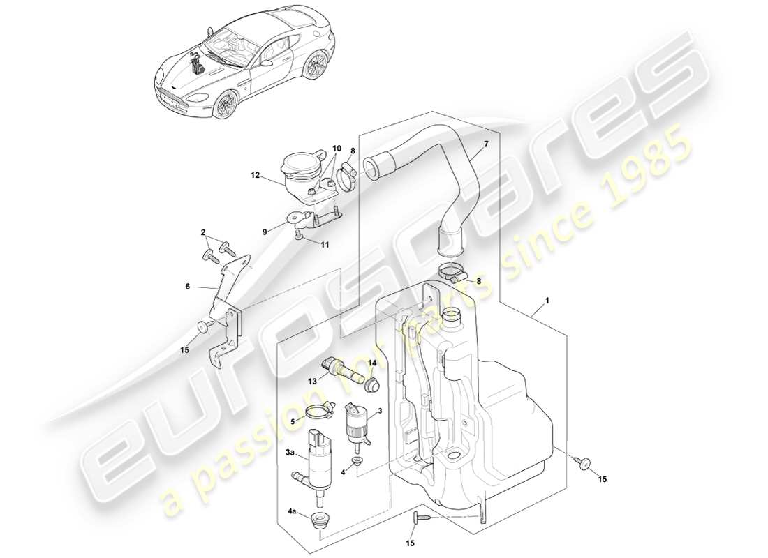 aston martin v8 vantage (2005) diagramma delle parti della bottiglia rondella