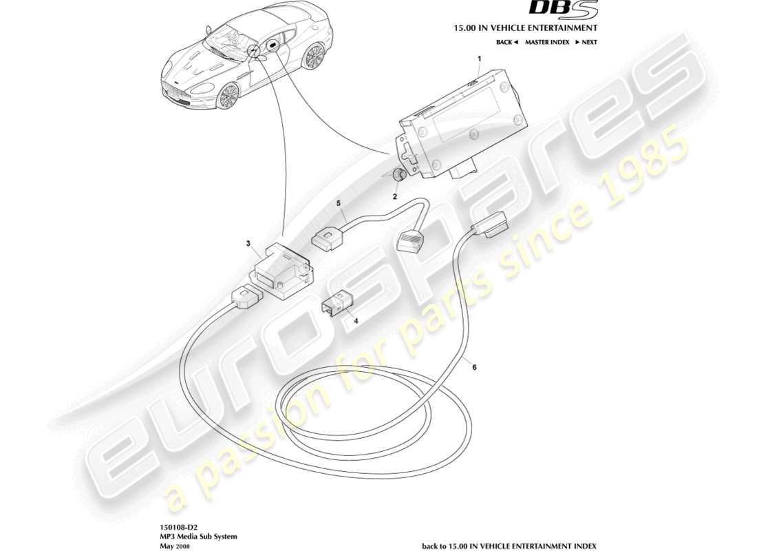 aston martin dbs (2014) mp3 medien teilediagramm