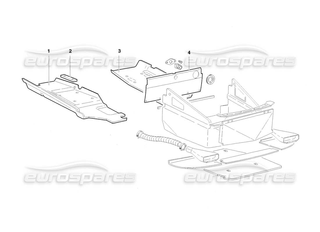 lamborghini diablo sv (1998) pannelli del pavimento con telaio (valido per gb - novembre 1998) diagramma delle parti