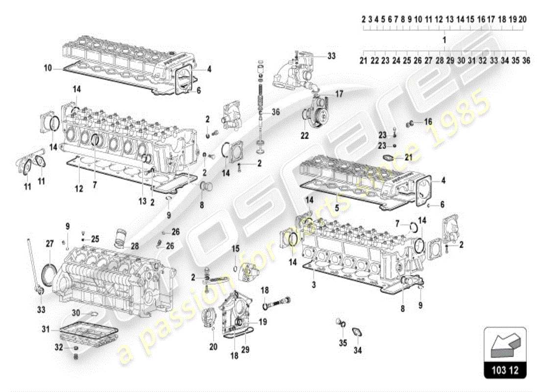 lamborghini diablo vt (1999) kit guarnizioni motore diagramma delle parti