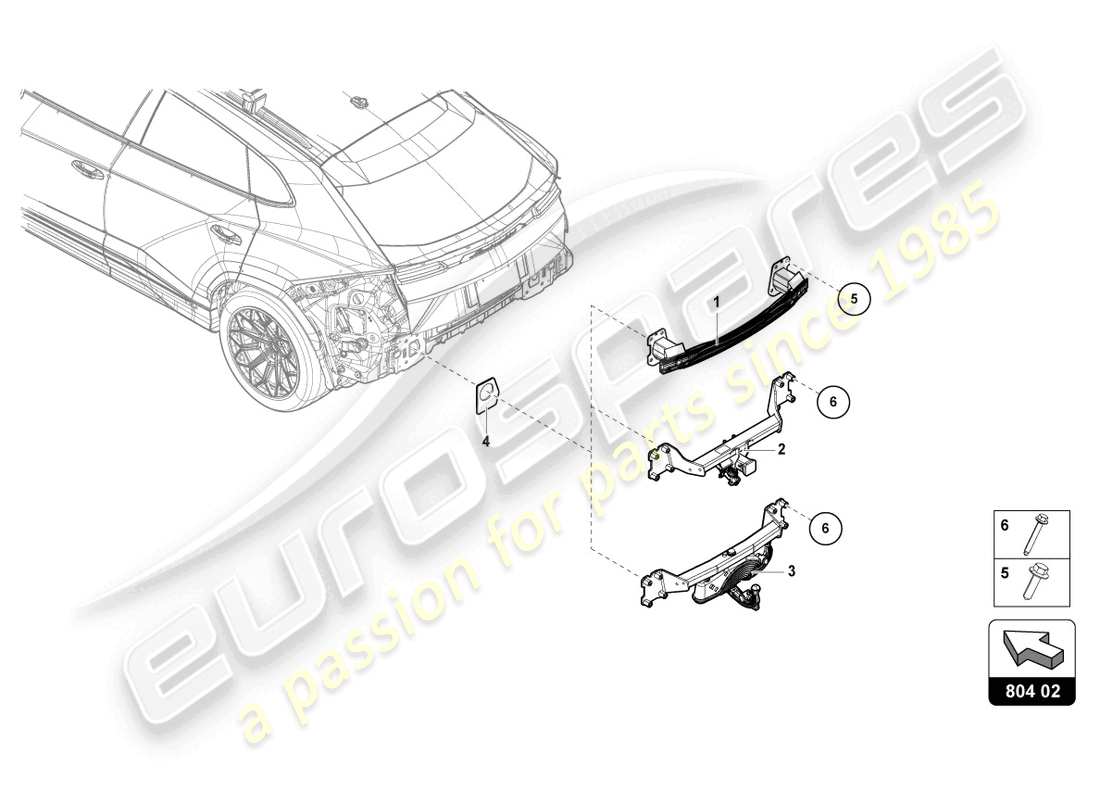 lamborghini urus (2020) fermo per paraurti diagramma delle parti