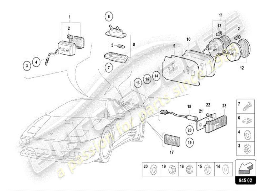 lamborghini diablo vt (1997) fanale posteriore schema delle parti