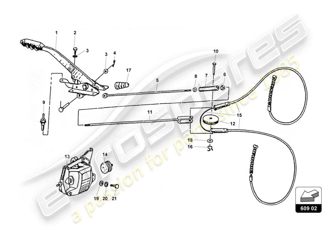 lamborghini countach 25th anniversary (1989) schema delle parti del freno di stazionamento
