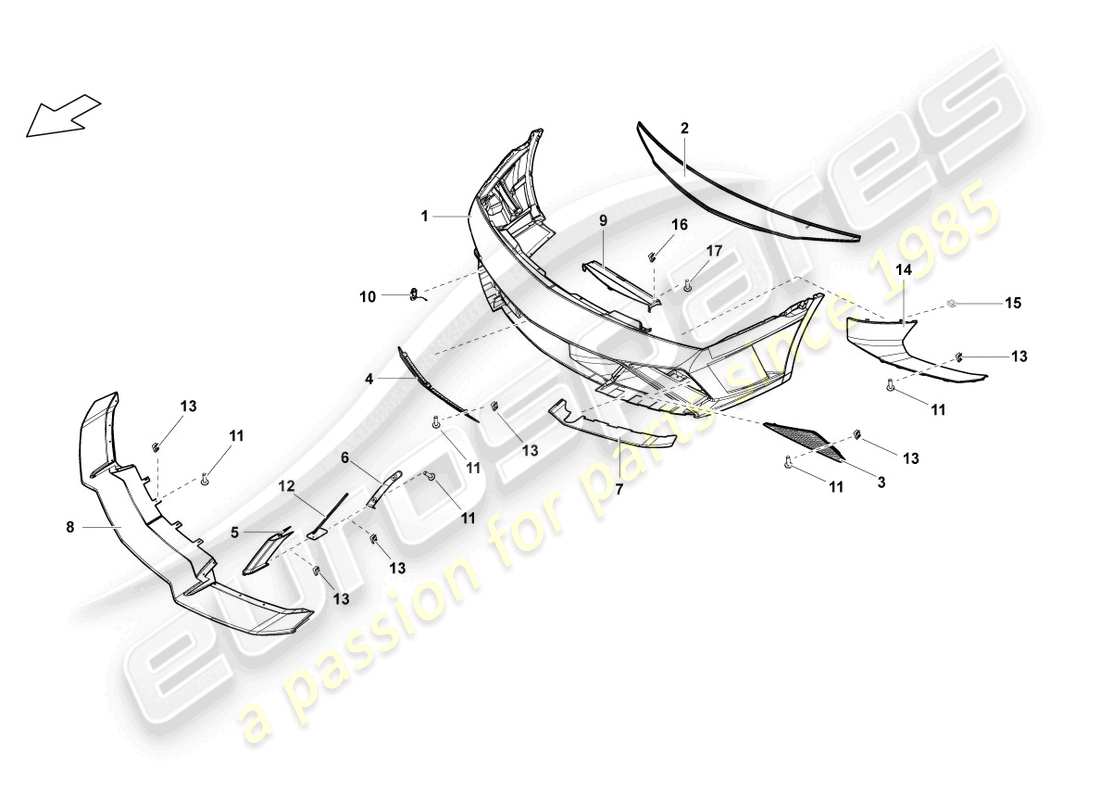 lamborghini lp560-4 spyder fl ii (2014) schema delle parti paraurti anteriore