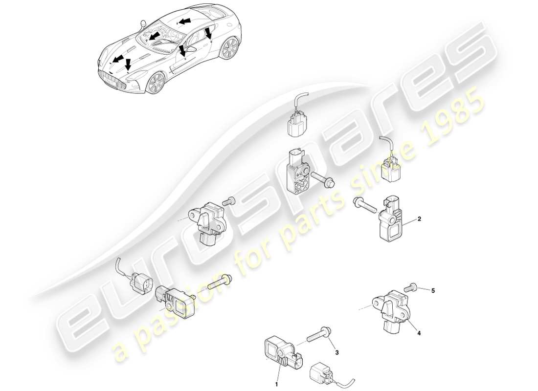 aston martin one-77 (2011) sensori di attuazione diagramma delle parti