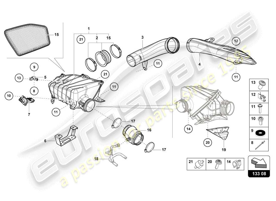 lamborghini sterrato (2024) alloggiamento del filtro dell'aria diagramma delle parti