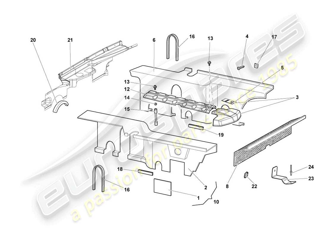 lamborghini lp640 roadster (2010) assorbitori acustici diagramma delle parti