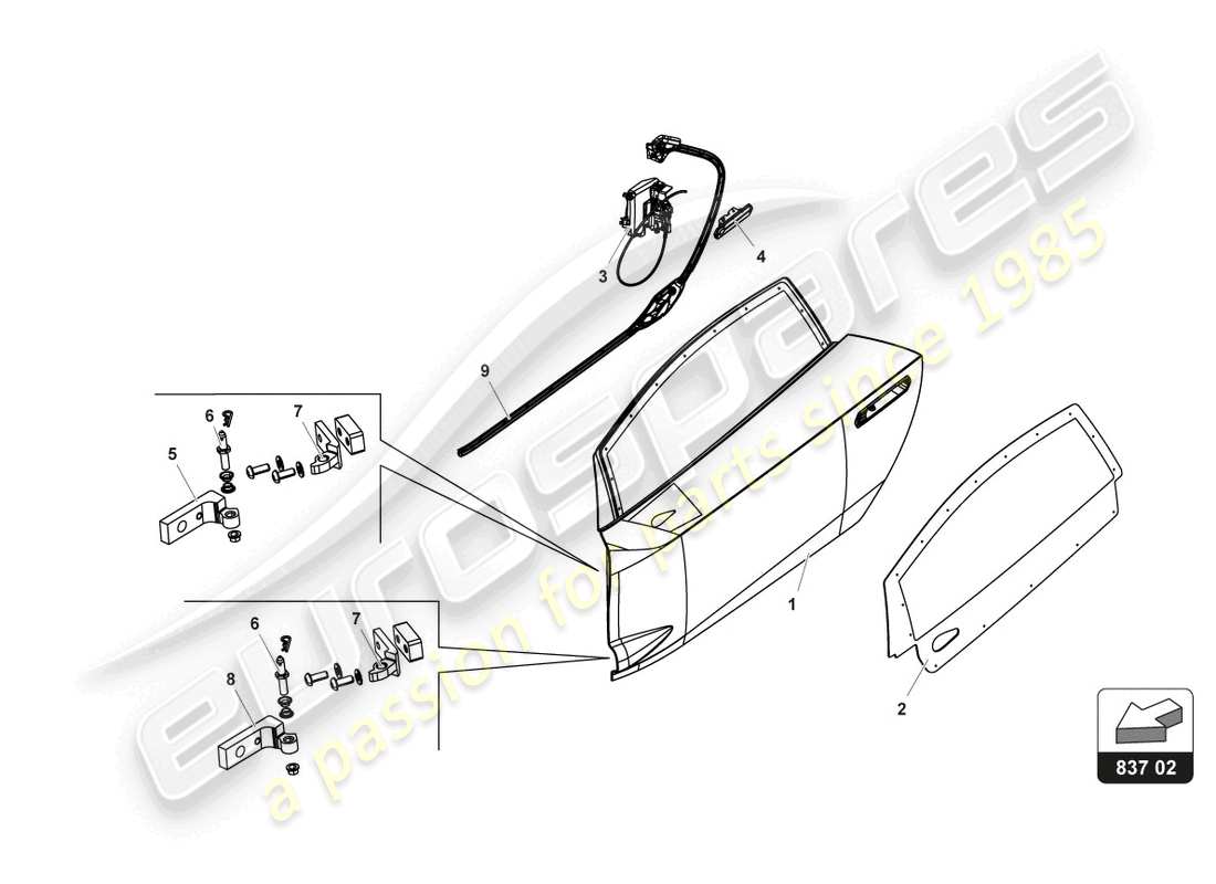 lamborghini gt3 evo (2018) schema delle parti serratura porte