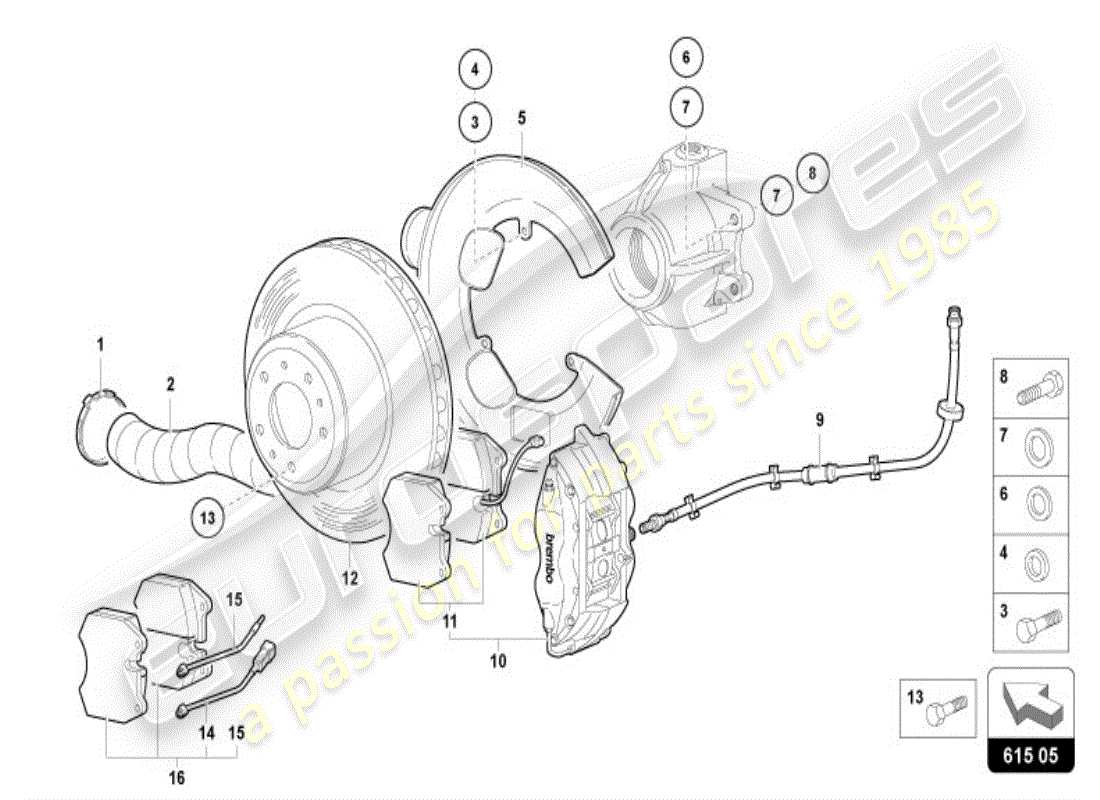 lamborghini diablo vt (1996) disco freno anteriore diagramma delle parti