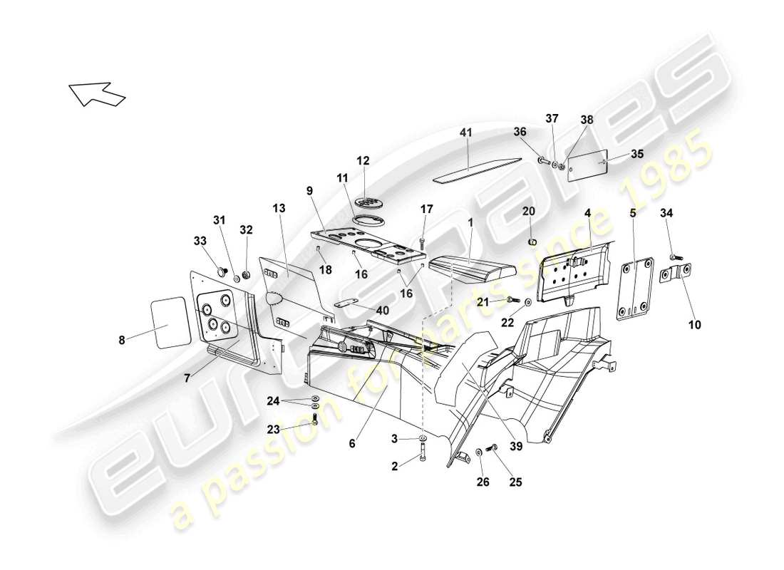 lamborghini lp670-4 sv (2010) console centrale diagramma delle parti
