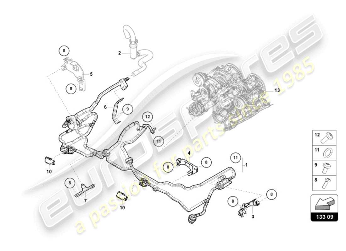 lamborghini urus s (2024) sistema di vuoto diagramma delle parti