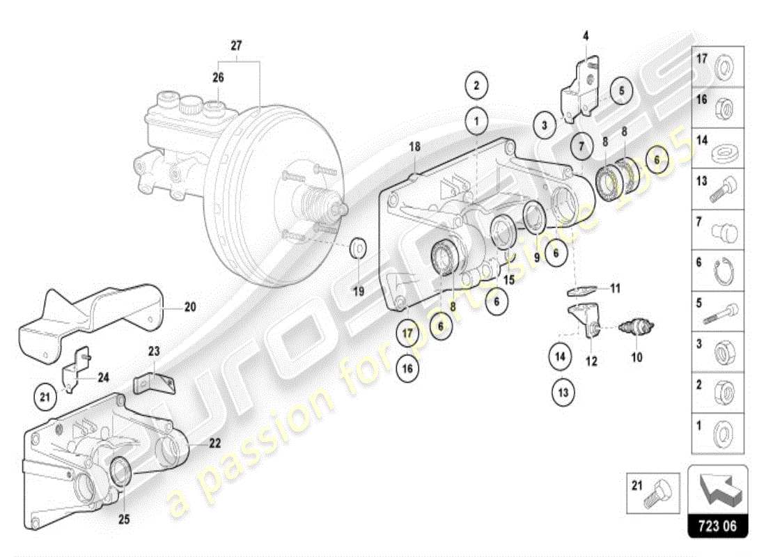 lamborghini diablo vt (1998) freno e accel. leva mec. diagramma delle parti