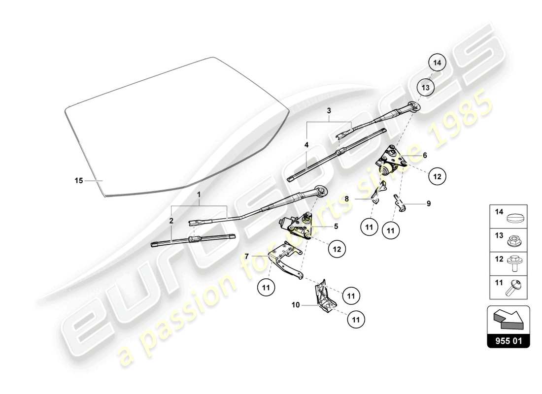 lamborghini evo coupe 2wd (2022) tergicristallo diagramma delle parti