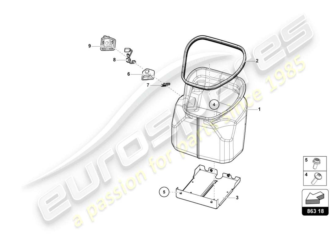 lamborghini sian roadster (2021) completo bagagli copertura del pavimento diagramma delle parti