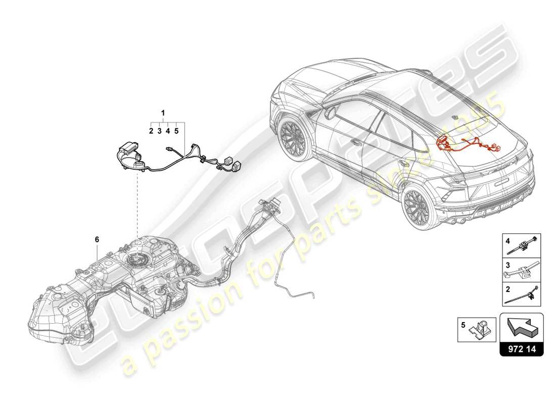 lamborghini urus (2020) set di cablaggio per serbatoio carburante schema delle parti